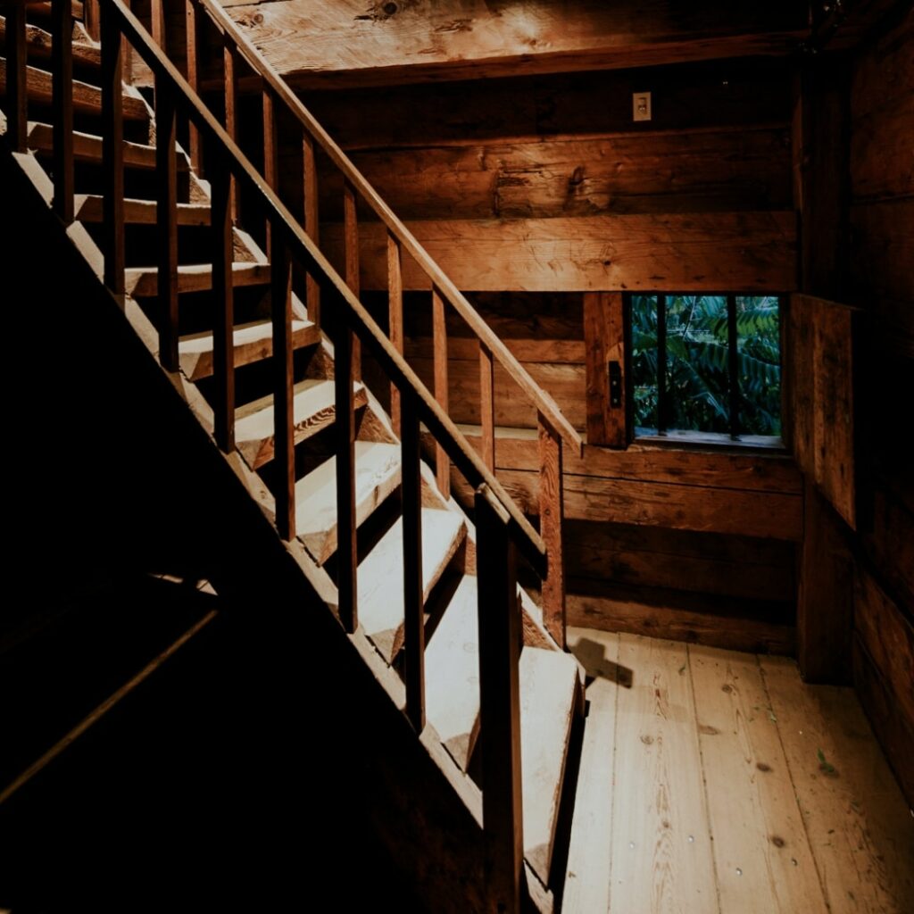 dark wooden stairwell