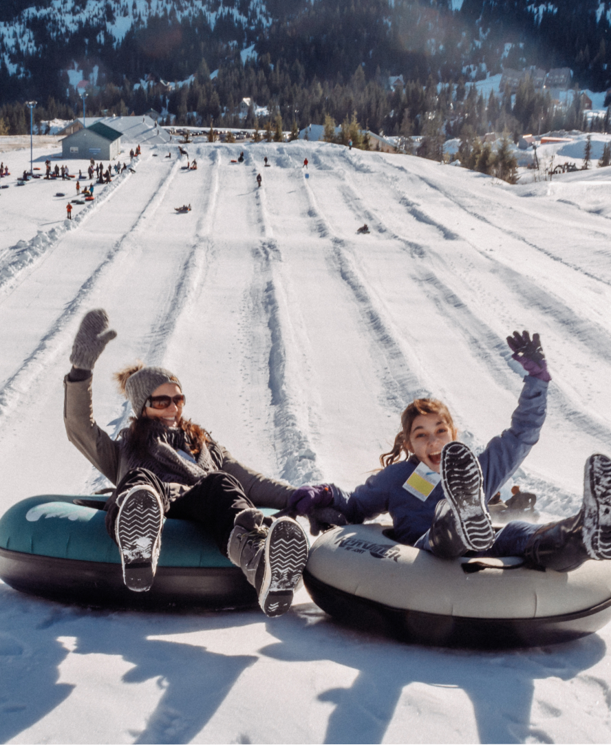 Mother Daughter Snow Tubing